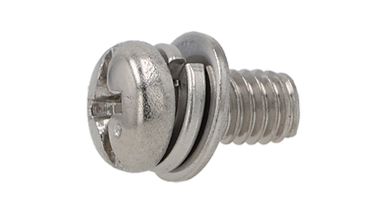 ステンレス(+)(-)ナベ頭セムス小ねじ I＝4 (バネ座 +ISO小形平座 組込)